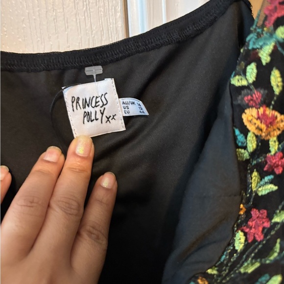 Princess Polly Black Floral Trim Top - Picture 3 of 4